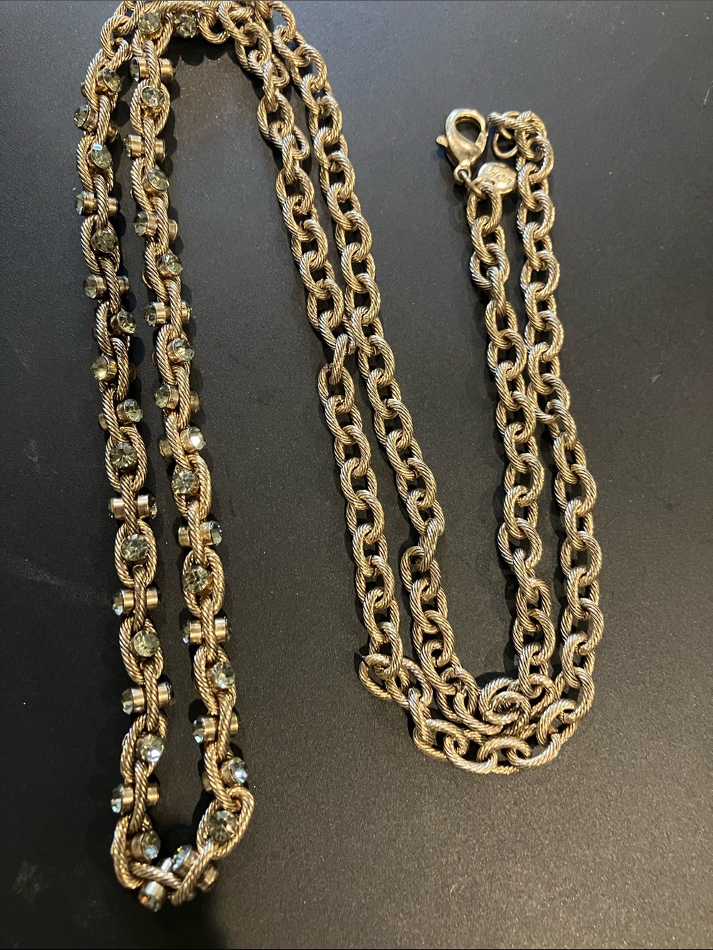 Loft Gold-Tone Twisted Rope Chain Necklace with Crystal Accents